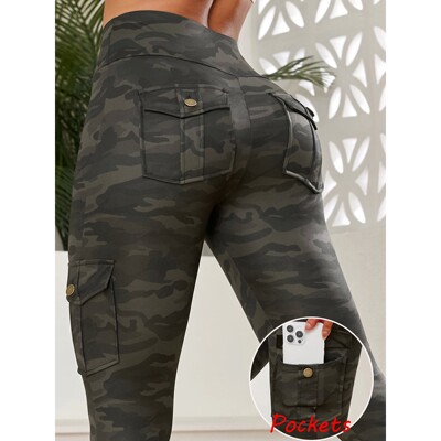 2024 Pockets Camouflage Gym Leggings Women High Waist Fitnes