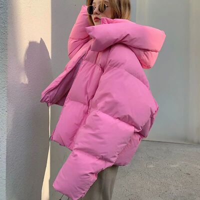Oversized Women Winter Jacket Short Hooded Parkas Casual Sol