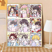 宝藏湾 数字油画diyQ版 鬼灭之刃可爱治愈填色多色填充数字画独家