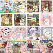 宝藏湾 diy数字油画崽崽爆米填充儿童卡通填色解压油彩画画数字画