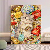 宝藏湾 数字油画diy招财猫肌理画填充油画高难度装 饰画数字画