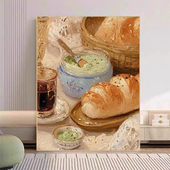 宝藏湾 数字油画diy面包与咖肌理画填充油画高难度装 饰画数字画