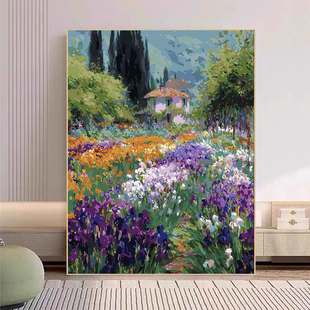 宝藏湾 饰画数字画 数字油画diy莫奈花园肌理画填充油画高难度装