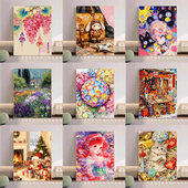 宝藏湾 数字油画diy填充高难度多色油画 12月肌理画上新合集