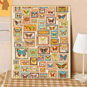 宝藏湾 数字油画diy蝴蝶邮票高难度填色画解压油画填充装 饰画挂画