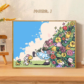 宝藏湾 数字油画diy把春天带回家插画填充油画高难度可爱数字画