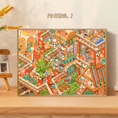 宝藏湾 饰画数字画画 数字油画diy奶香镇八代背板填充油画治愈系装