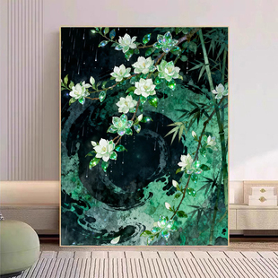 宝藏湾 数字油画diy雨夜琼枝肌理画填充油画高难度装饰画数字画