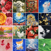 数字油画diy油画肌理画填充儿童卡通解压客厅装 饰画油彩画数字画