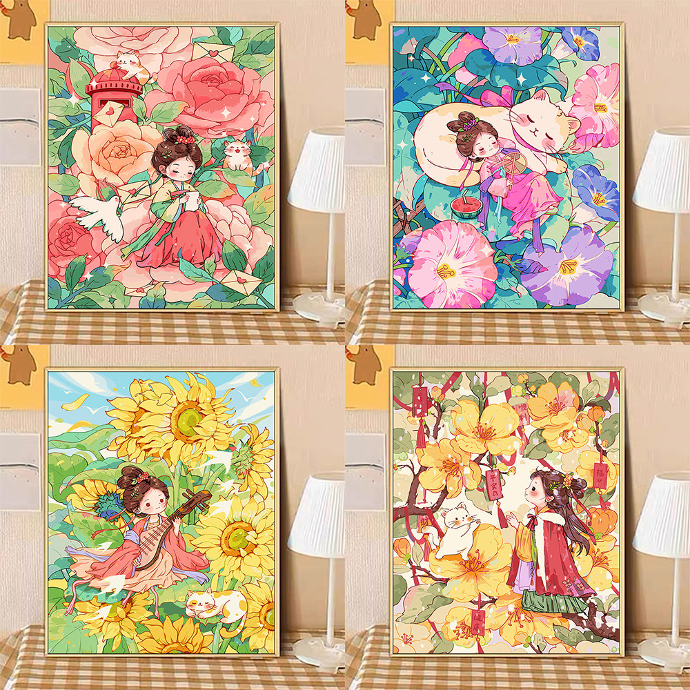 宝藏湾 数字油画DIY【鱼小沫】春日来信古风四季填充填色画数字画,家居饰品,DIY/数字油画,淘宝优惠券,粉丝福利购,淘宝优惠卷