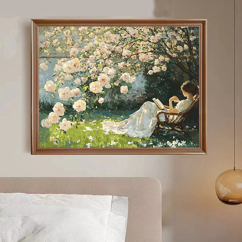 宝藏湾 数字油画diy在树下的时光肌理填充油画高还原装饰画数字画