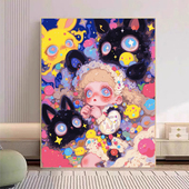 宝藏湾 饰画数字 数字油画di糖果梦境唯美肌理画填充油画高难度装