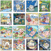 宝藏湾 diy数字油画爆米崽崽填色手工儿童绘彩画填充小尺寸装 饰画