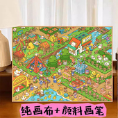 宝藏湾数字油画纯画布DIY油彩画填充丙烯治愈油画数字画涂色油彩