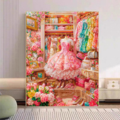 宝藏湾 数字油画diy粉雾衣橱肌理画填充油画高难度装 饰画数字画