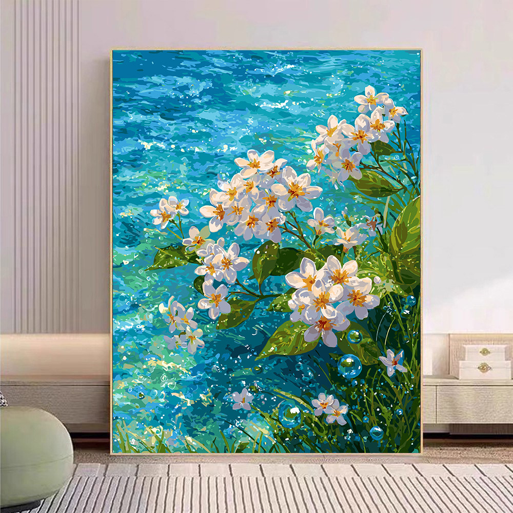 宝藏湾 数字油画diy琉璃花海治愈肌理画花卉填充油画高还原装饰画