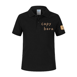 卡皮巴拉可爱水豚君卡比巴周边polo衫男女儿童装学生带领短袖T恤