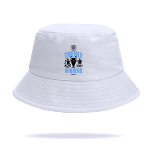 曼城2023欧冠夺冠纪念足球迷渔夫帽子男女儿童装学生遮阳防晒盆帽