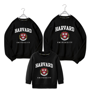 美国高校哈佛大学麻省理工普林斯顿亲子装圆领卫衣父子母女款长袖