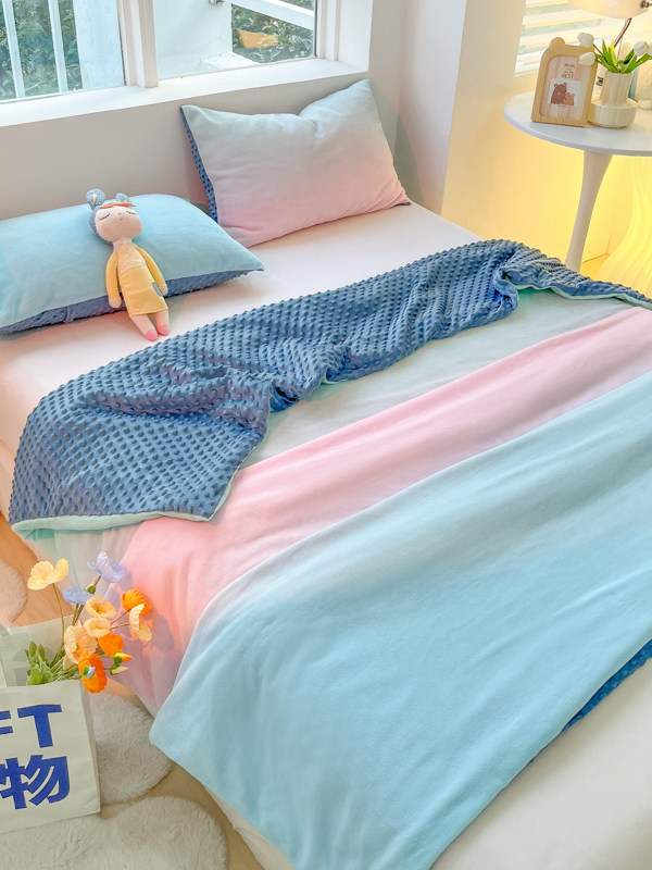 糖果女孩被套毛毯床单多用牛奶绒双层加厚冬季盖毯ins风地毯绒毯