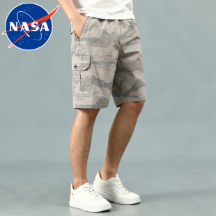 五分裤 中老年纯棉大码 薄款 工装 衩 NASA联名夏季 裤 中年休闲迷彩短裤