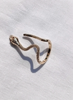 青岛外贸流行饰品欧美原单正品个性小众简约蛇形开口精品戒指