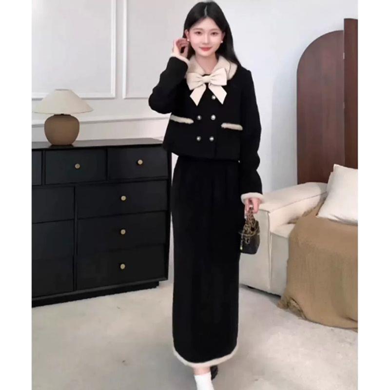 大码女装气质千金小香风套装裙女装2024新款秋冬穿搭一整套高级感