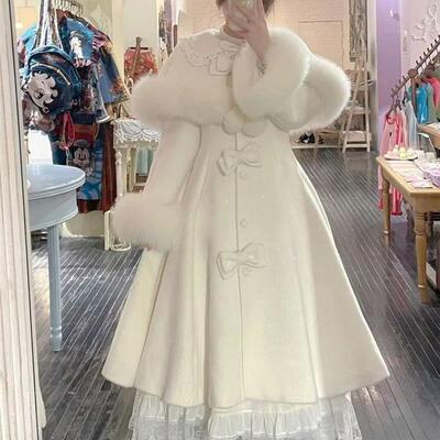 富家千金大码斗篷形气质毛呢披肩名媛风蝴蝶结大衣甜美外套200斤