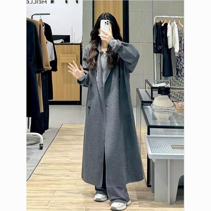高个子双面羊毛大衣赫本风秋冬超长款到脚踝高级感毛呢外套气质女