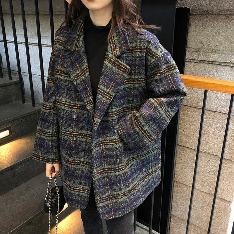 格子外套女2025年春季新款韩版复古洋气减龄小香风呢子外套女春秋