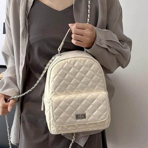 香港新款高级小香风时尚菱格链条双肩包2025迷你百搭单肩背包