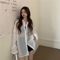 Real price; summer thin vacation sunscreen breathable solid color drawstring air conditioning shirt coat