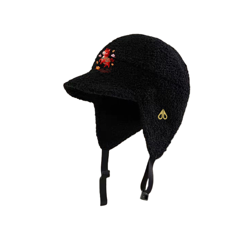 剪刀四季休闲时尚百搭毛绒雷锋帽男女同款系带飞行帽子保暖显脸小