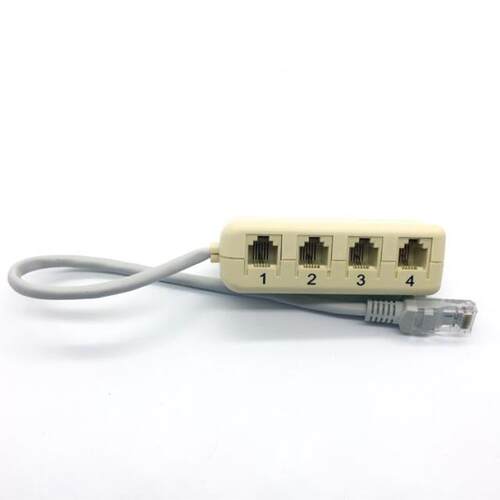 网线转电话线 电话录音转接器RJ45转RJ11一分四 网络电话线转接器