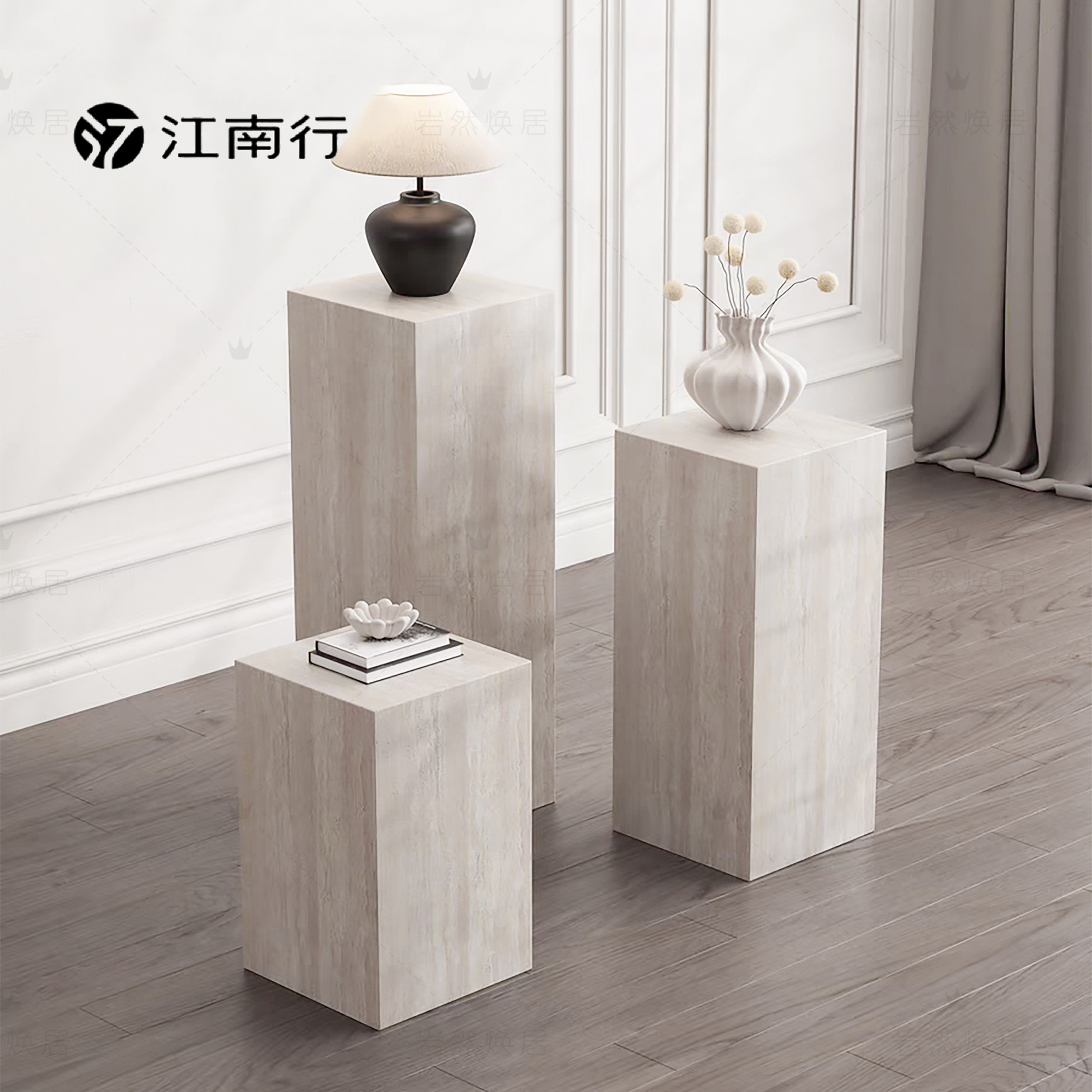 新品岩板花架客厅落地哑光增高玄关装饰摆件大理石底座展示台立柱,家居饰品,装饰摆件,淘宝优惠券,粉丝福利购,淘宝优惠卷