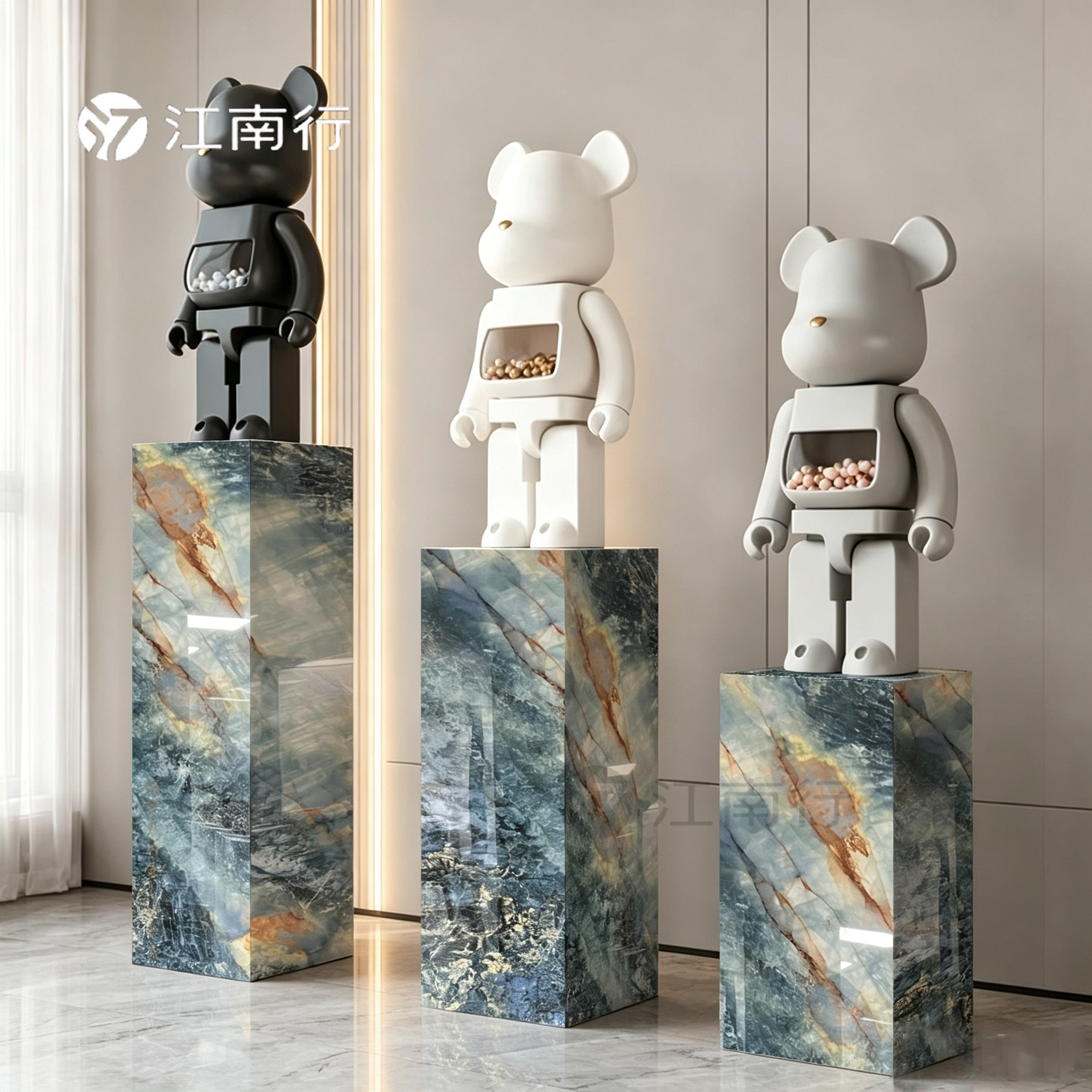 岩板工艺品摆件底座增高台花架图片