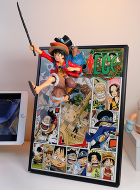 ASL三兄弟立体画 路飞冲出漫画 | 海贼王手办摆件周边生日礼物