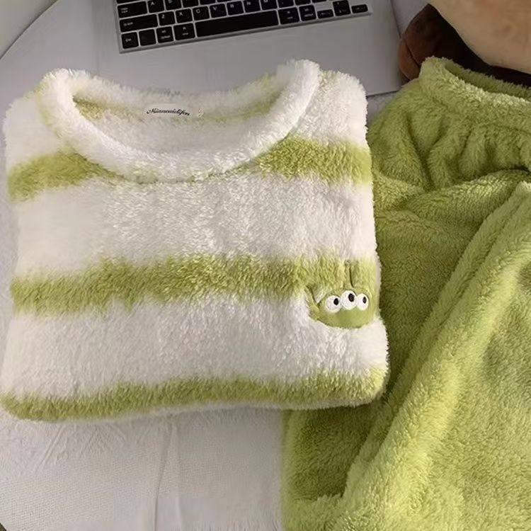 三眼仔珊瑚绒情侣睡衣女秋冬季长袖保暖加厚男卡通休闲家居服套装,女士内衣/男士内衣/家居服,睡袍/浴袍,淘宝优惠券,粉丝福利购,淘宝优惠卷