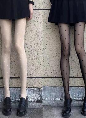 黑丝袜女薄款黑色ins蹦迪袜字母渔网袜带钻石白色jk连裤袜子光腿