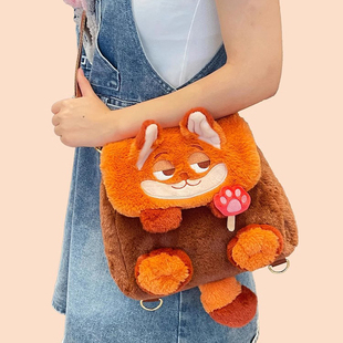 春季 疯狂可爱动物卡通城朱迪尼克斜挎包双肩包毛绒百搭大容量 新款
