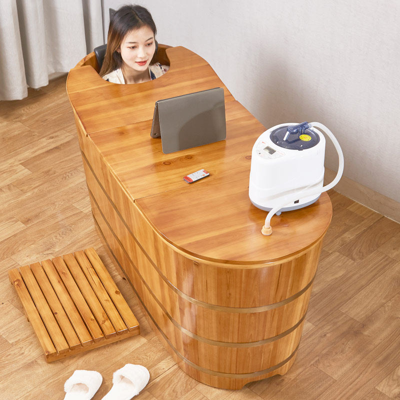泡澡木桶实木洗澡盆浴桶成人沐浴桶带盖家用浴缸全身熏蒸桶泡澡桶