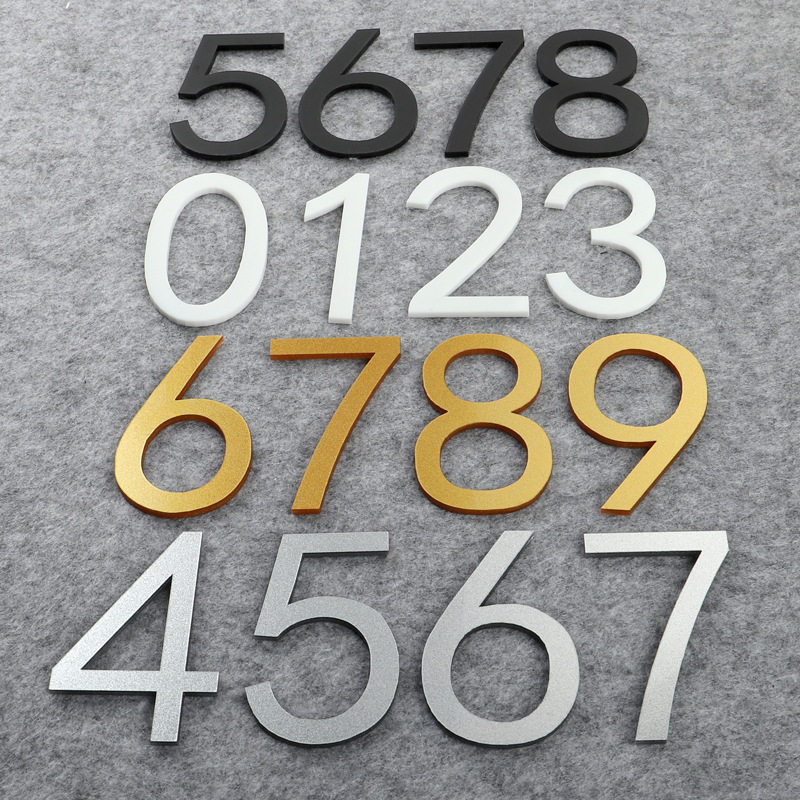 4色可选亚克力墙面房屋门自粘号码牌标识 house number sign - 实物图