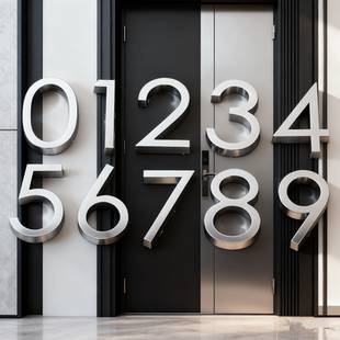 6cm高度公寓3D数字标牌立体电镀客房门牌house number sign