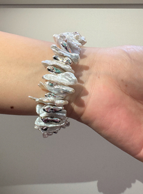 小众设计天然淡水琵琶珍珠手链s925纯银百搭个性轻奢高级感