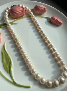 天然淡水白珍珠项链女9-10m高级锁骨链