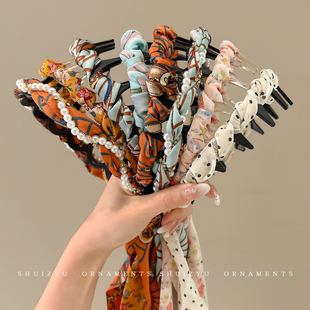 高颅顶飘带发箍女款 日常外戴头箍高级感编发一体发卡头饰 新款