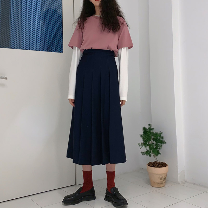 限10000张券文文婷半身裙女2019新款合适胯大腿粗的裙子夏百褶A字半身裙夏女