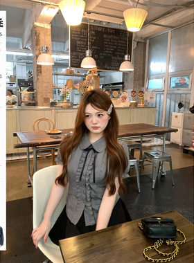 你的鱼 玲奈海岛 韩系微胖mm甜酷学院风春夏衬衫花边短袖半裙套装
