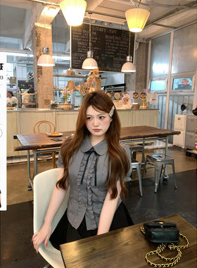 你的鱼 玲奈海岛 韩系微胖mm甜酷学院风春夏衬衫花边短袖半裙套装