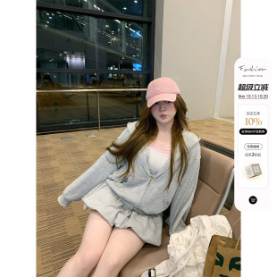 你的鱼 少女弗洛拉 微胖mm休闲卫衣假两件吊带半裙套装秋季三件套